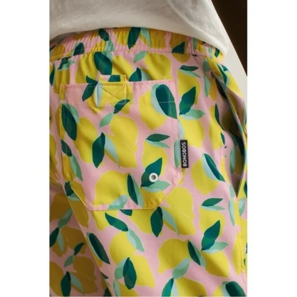 Bonobos Riviera Swim Trunks Board Shorts Painted Lemons‎ Pockets Size Large